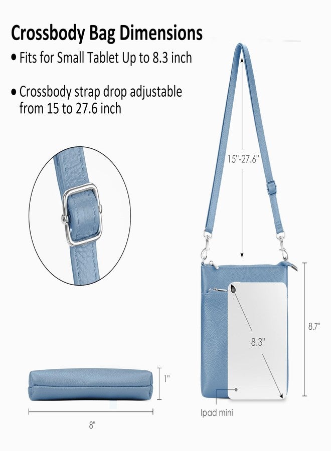 befen Gunuine Leather Small Crossbody Bags Purses for Women,Woman Cross Body Purse Shoulder Bag with Multiple Zipper Pockets Blue - Image 4
